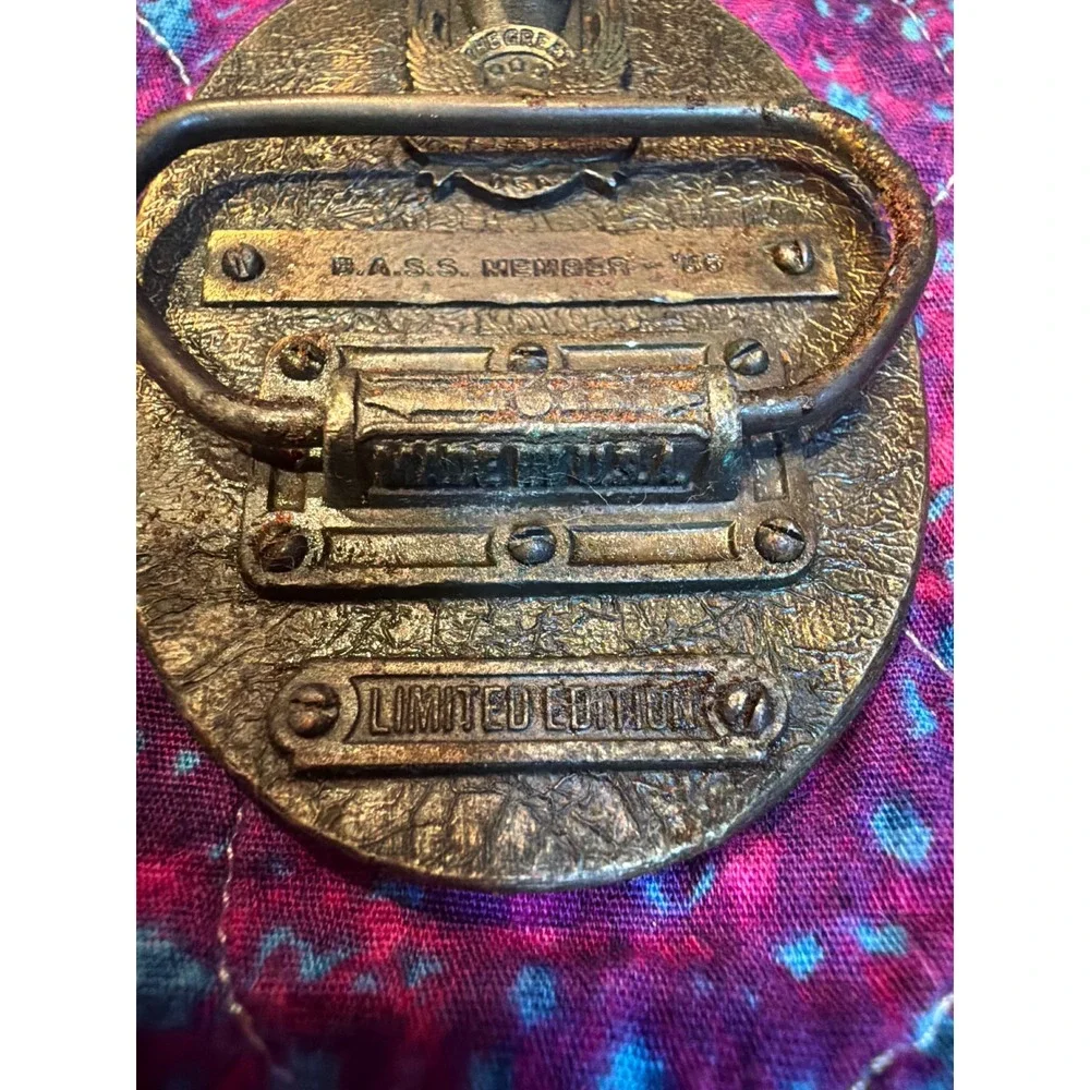 Vintage 1986 B.A.S.S. Member Belt Buckle Limited Edition Bass Fishing USA Made